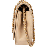 Chanel Stitching Lambskin 24K Gold Halfmoon Single Flap Shoulder Bag