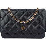 Chanel Quilted Caviar Leather Wallet On Chain Crossbody Bag