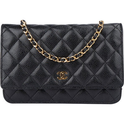 Chanel Quilted Caviar Leather Wallet On Chain Crossbody Bag