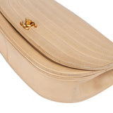 Chanel Stitching Lambskin 24K Gold Halfmoon Single Flap Shoulder Bag