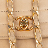 Chanel Stitching Lambskin 24K Gold Halfmoon Single Flap Shoulder Bag
