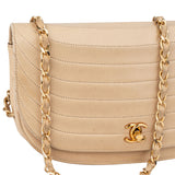 Chanel Stitching Lambskin 24K Gold Halfmoon Single Flap Shoulder Bag