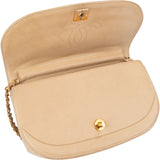 Chanel Stitching Lambskin 24K Gold Halfmoon Single Flap Shoulder Bag