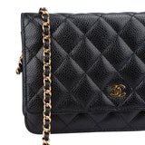 Chanel Quilted Caviar Leather Wallet On Chain Crossbody Bag