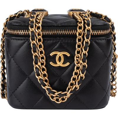 Chanel Quilted Lambskin Mini CC Charmy Vanity Handbag - vintageandkickz