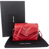 Saint Laurent Red Leather Lou Lou Crossbody Bag