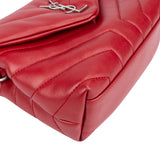 Saint Laurent Red Leather Lou Lou Crossbody Bag