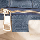 Gucci Blue Leather Bamboo Handbag