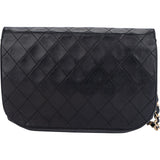 Chanel Quilted Lambskin 24K Gold Halfmoon Double Flap Shoulder Bag