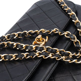 Chanel Quilted Lambskin 24K Gold Halfmoon Double Flap Shoulder Bag