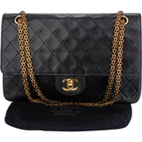 Chanel Quilted Lambskin 24K Gold Double Flap Crossbody Bag