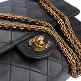 Chanel Quilted Lambskin 24K Gold Double Flap Crossbody Bag