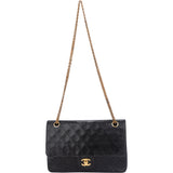 Chanel Quilted Lambskin 24K Gold Double Flap Crossbody Bag