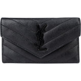 Saint Laurent Chevron Caviar Leather Compact Wallet