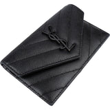 Saint Laurent Chevron Caviar Leather Compact Wallet