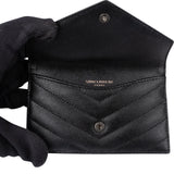 Saint Laurent Chevron Caviar Leather Compact Wallet