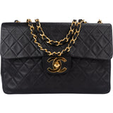 Chanel Quilted Lambskin 24K Gold Jumbo Single Flap Crossbody Bag