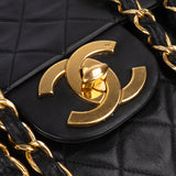 Chanel Quilted Lambskin 24K Gold Jumbo Single Flap Crossbody Bag