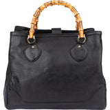 Gucci Black Leather Bamboo Handbag
