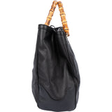 Gucci Black Leather Bamboo Handbag