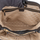 Gucci Black Leather Bamboo Handbag