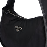 Prada Black Nylon Triangle Hobo Bag