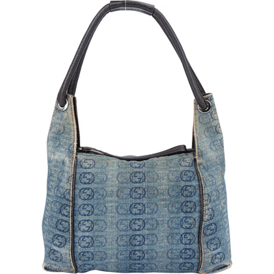 Gucci Denim GG Monogram Handbag - vintageandkickz