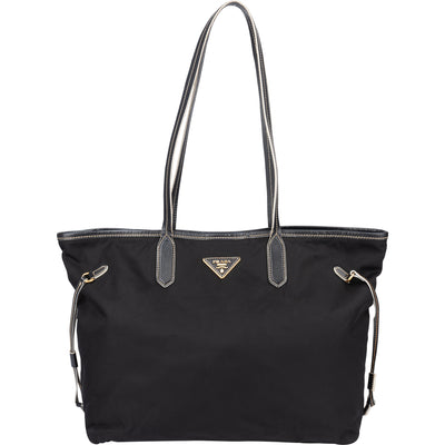 Prada Nylon Saffiano Leather Shopper Handbag - vintageandkickz