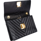 Chanel Quilted Lambskin Chevron Stitch Crossbody Bag