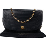 Chanel Quilted Lambskin 24K Gold Halfmoon Single Flap Shoulder Bag