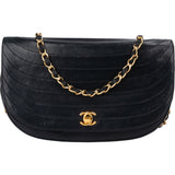 Chanel Quilted Lambskin 24K Gold Halfmoon Single Flap Shoulder Bag