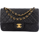 Chanel Quilted Lambskin 24K Gold Small Double Flap Crossbody Bag