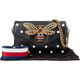 Gucci Black Leather Queen Margaret Bee Shoulder Bag
