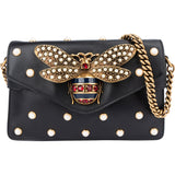 Gucci Black Leather Queen Margaret Bee Shoulder Bag