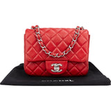 Chanel Quilted Lambskin Palladium Mini Single Flap Crossbody Bag