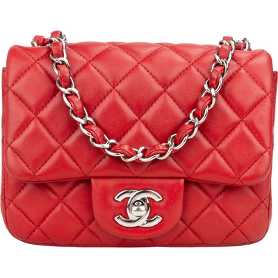Chanel Quilted Lambskin Palladium Mini Single Flap Crossbody Bag