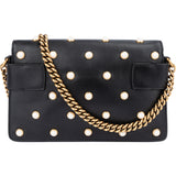 Gucci Black Leather Queen Margaret Bee Shoulder Bag