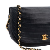 Chanel Quilted Lambskin 24K Gold Halfmoon Single Flap Shoulder Bag