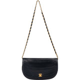 Chanel Quilted Lambskin 24K Gold Halfmoon Single Flap Shoulder Bag
