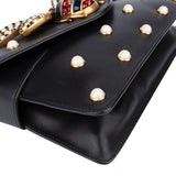 Gucci Black Leather Queen Margaret Bee Shoulder Bag