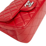 Chanel Quilted Lambskin Palladium Mini Single Flap Crossbody Bag