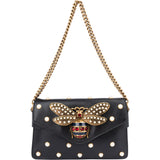 Gucci Black Leather Queen Margaret Bee Shoulder Bag