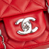 Chanel Quilted Lambskin Palladium Mini Single Flap Crossbody Bag