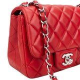 Chanel Quilted Lambskin Palladium Mini Single Flap Crossbody Bag