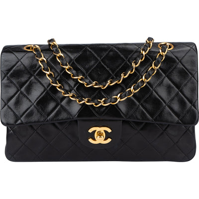 Chanel Quilted Lambskin 24K Gold Medium Double Flap Crossbody Bag