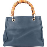 Gucci Blue Leather Bamboo Handbag