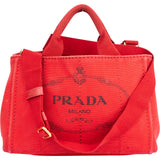 Prada Red Triangle Mini Canapa Handbag