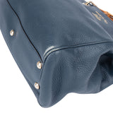 Gucci Blue Leather Bamboo Handbag