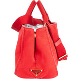 Prada Red Triangle Mini Canapa Handbag