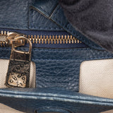 Gucci Blue Leather Bamboo Handbag